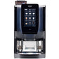 Front view of OBL1 coffee machine with digital display and twin milk compartments on a white background.