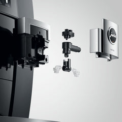 Exploded view of OBL2 Jura Giga X8C milk-frothing nozzle and attachments