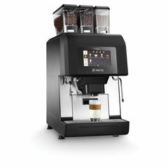 Angled OBL3 Necta Kalea Plus coffee machine preparing a layered latte